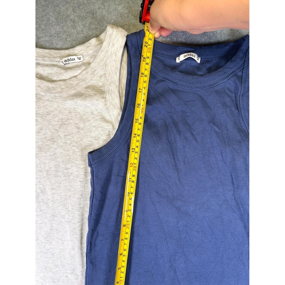 Addax Ribbed Tank Top Womens L Gray Marlin Cotton Stretch Halter Neck Lot Of 2 - Picture 3 of 9